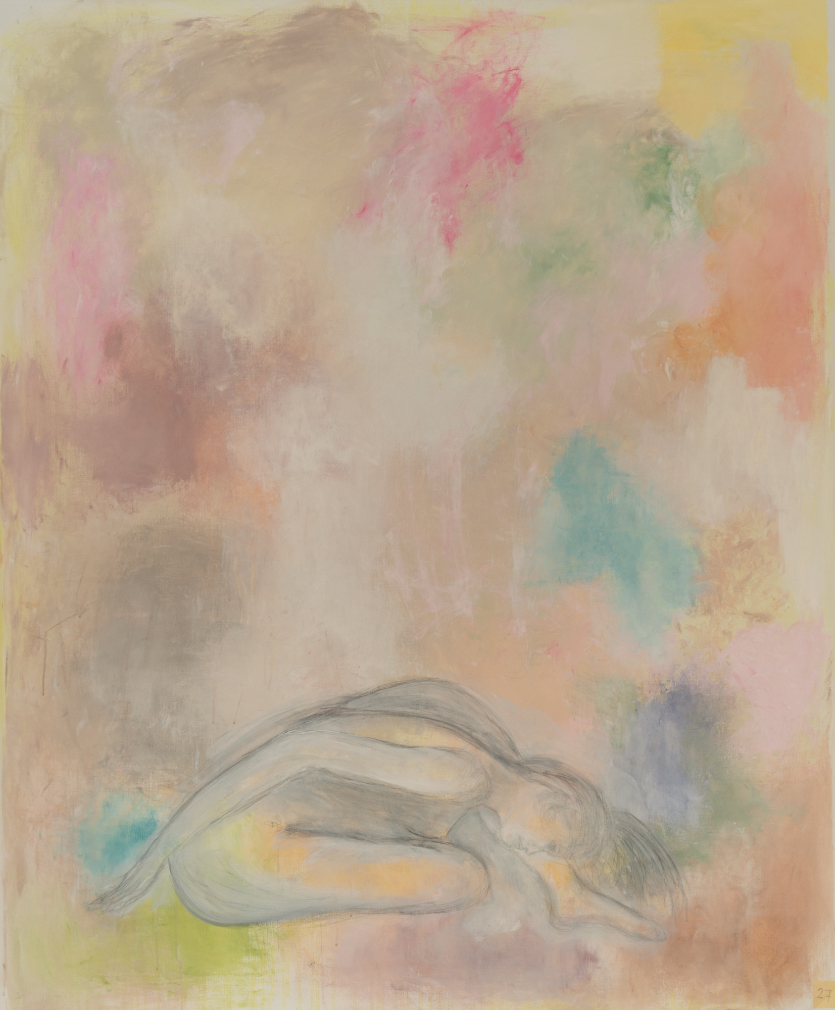 Asana 1 - Reclining woman, 2023, Mixed medium on linen, 150 x 120 cm (59 x 47 in)