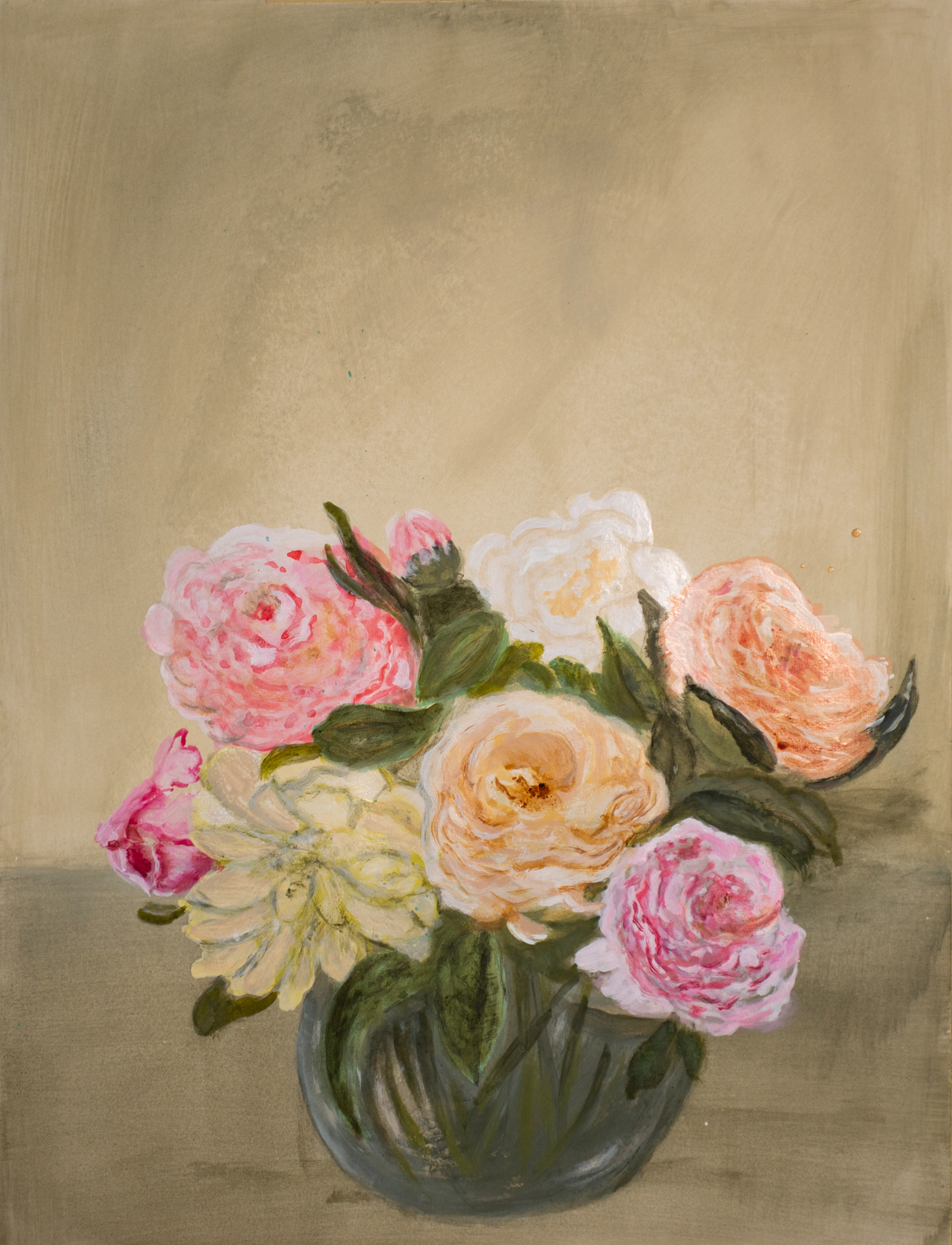 Roses in Vas - 2024, Mixed media on paper, 66 x 50 cm (26 x 19 in)