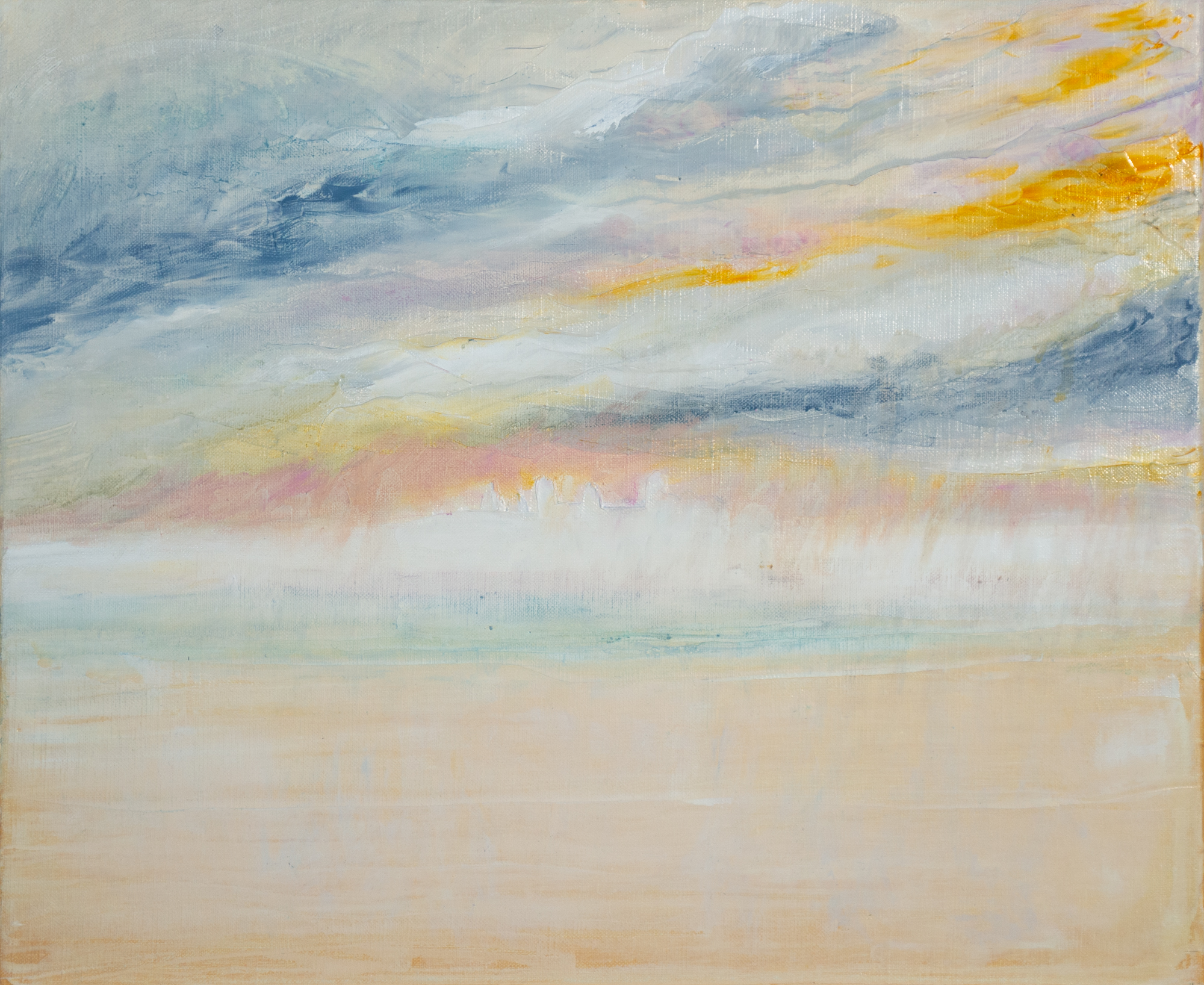 Sunset Mirage - 2018, Mixed medium on linen, 38 x 46 cm (15 x 18 in)